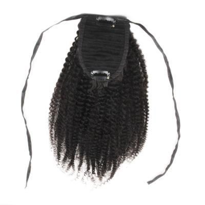 Wholesale Afro Curly Hair 100% Human Hair Wrap Around Ponytail Hair Extension