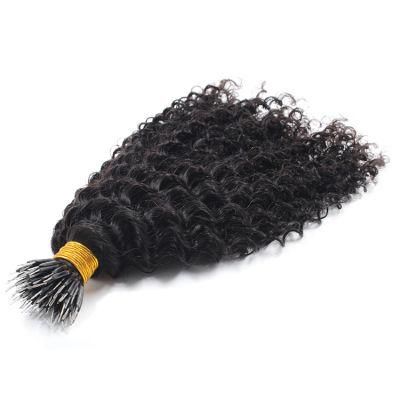10A Grade Brazilian Human Extension Virgin Kinky Curly Nano Ring Remy Hair Weft