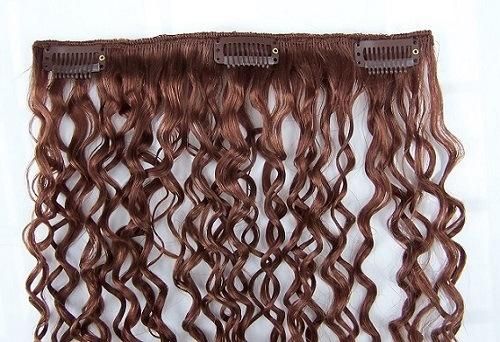 Clip on Hair Extensions Jerry Curly Human Hair Clip in Hair Extension (AV-CJW010)