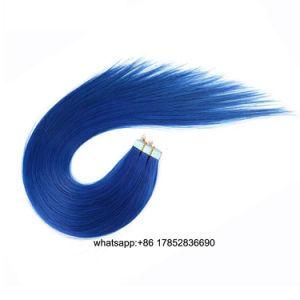 Human Hair Extensions PU Tape Remy Hair Full Head Balayage Color Blue Skin Weft Vrigin Hair 50g 20PCS Hair Extensions