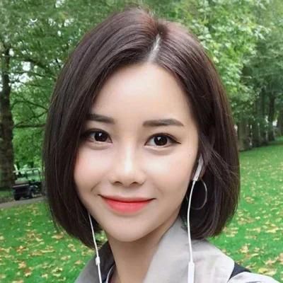 Bob Wig Female Short Hair Human Brazilian Hair Wig with Lace Front Inner Buckle Pear Flower Roll Bob Head Wigs Cover Fluffy Natural Black Wigs