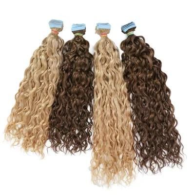 100 Raw Cuticle Aligned Deep Wave Tape in Hair Extensions 100% Human Hair