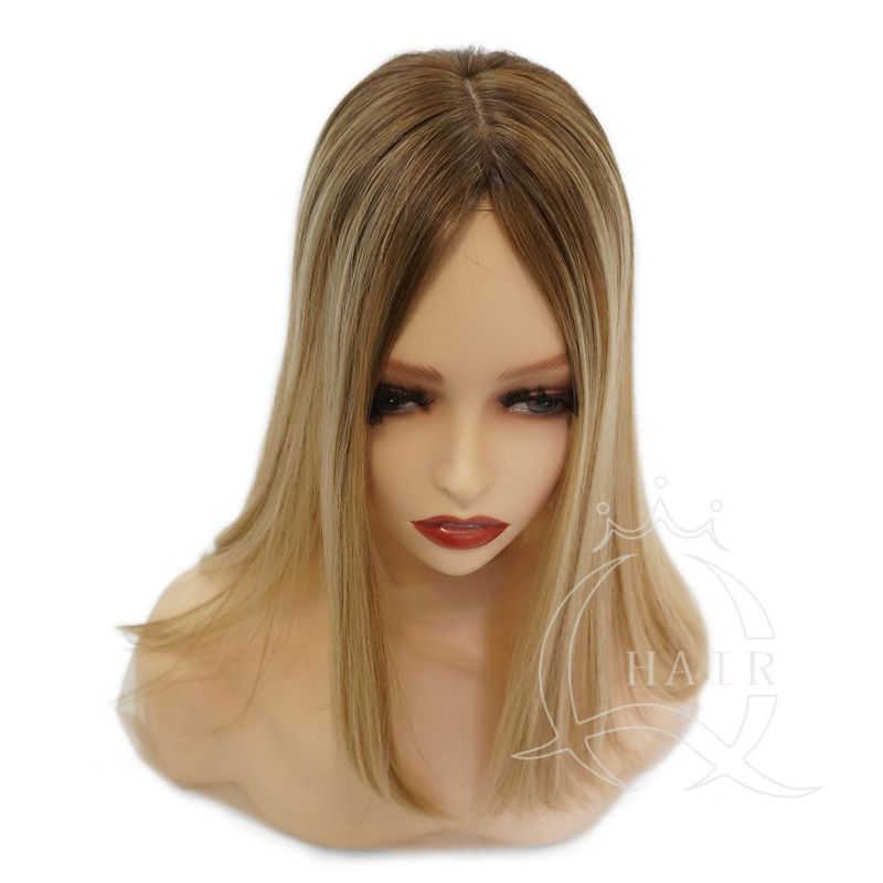 Best Quality Hair Made Simulated Scalp Injected Hairpiece Part of Wig Human Hair Silk Toppers for Lady with Thin Hair