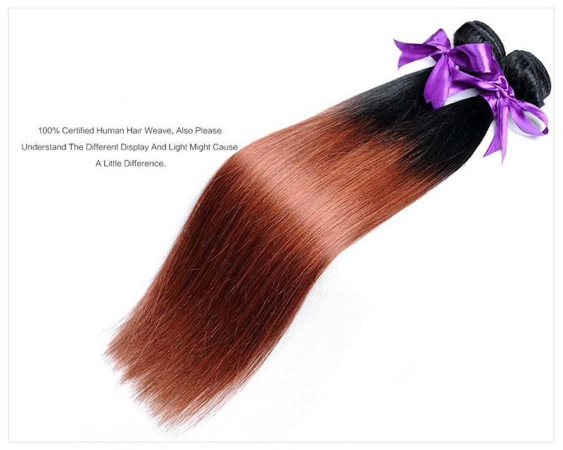 Brazilian Virgin Hair 100% Human Hair Extensions Ombre 1b/33 16inch