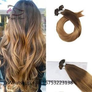 U Tip Keratin Remy Human Hair Extension Chocolate Brown #4 Ombre to Caramel Blonde #27 (#T4/27)