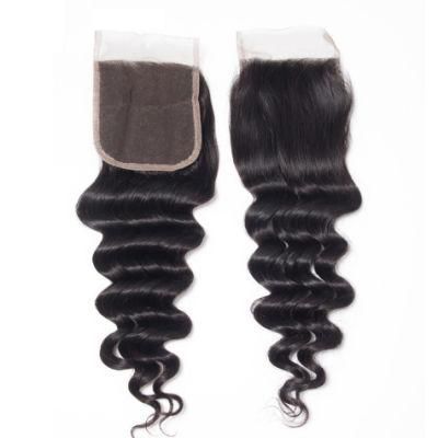 18inch Brazilian Loose Deep Wave Transparent Lace Closure Natural Color Remy Human Hair 4X4 Inch HD Swiss Lace Closure