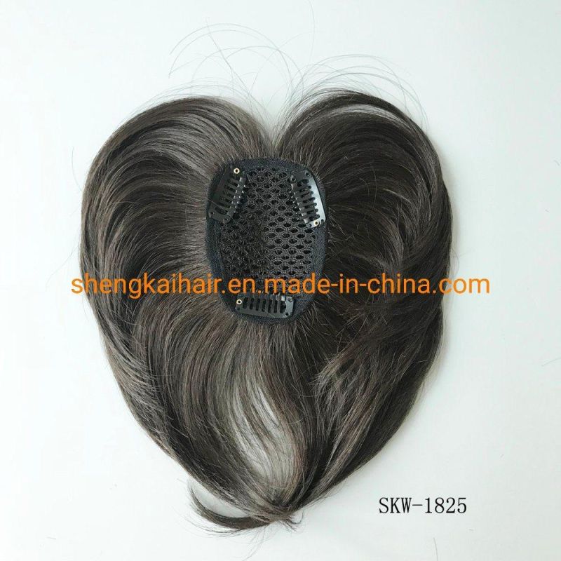 Wholesale Handtied Human Hair Synthetic Hair Mix Lady Hair Topper