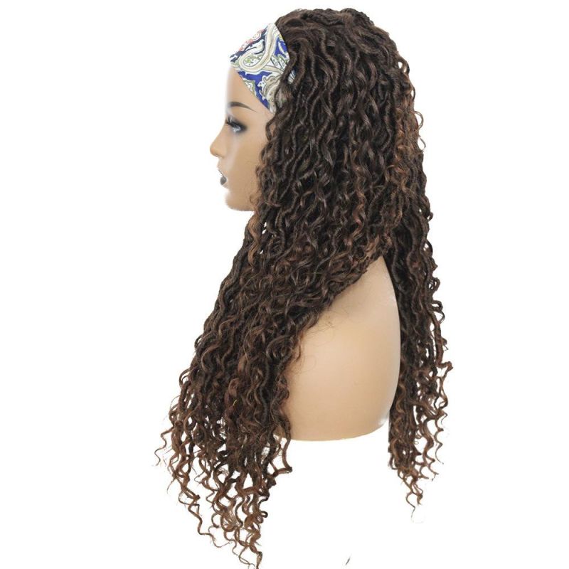 Goddess Faux Locs Braided Wig Long Curly Crochet Braid Locs Wig for Afro Women 26 Inch Synthetic Lace Wigs with Baby Hair