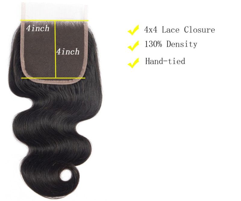 Brazilian Virgin Hair Body Wave Bundles with Lace Closure Free Part Natural Black