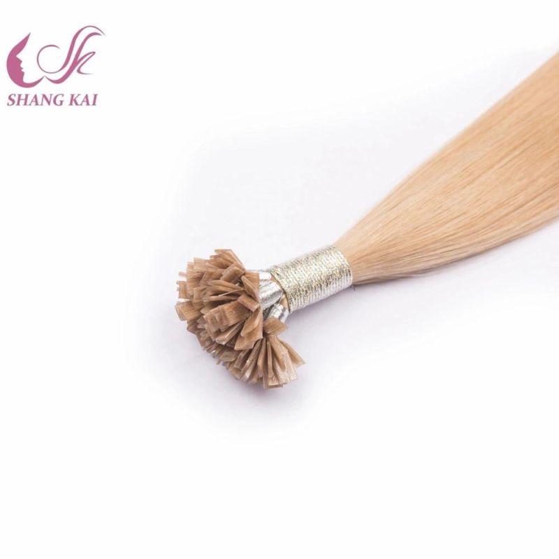 Silky Straight Wave Double Drawn Light Blonde Color Indian Remy Human Hair Extension Flat Tip Hair