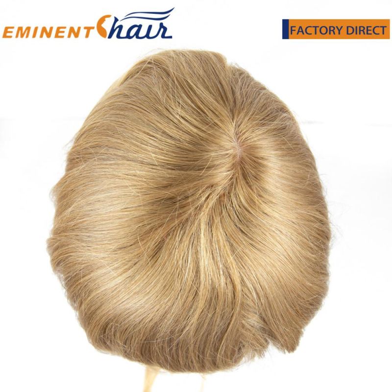 Custom Blond Ribbon Integration with Lace Part Female Toupee Human Hair Blond