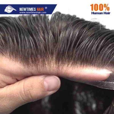 Stock Natural Looking Hairline Indian Human Hair Lace Toupee for Men