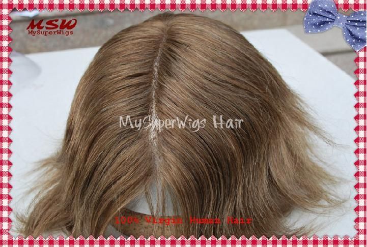 2022 French Lace Human Hair Toupee with Poly Binding