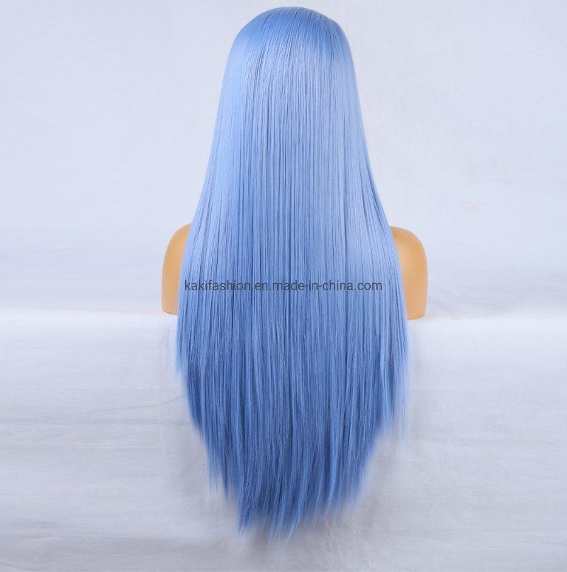 Blue High Quality Premium Ladies Wholesale European Synthetic Fiber Frontal HD Wigs