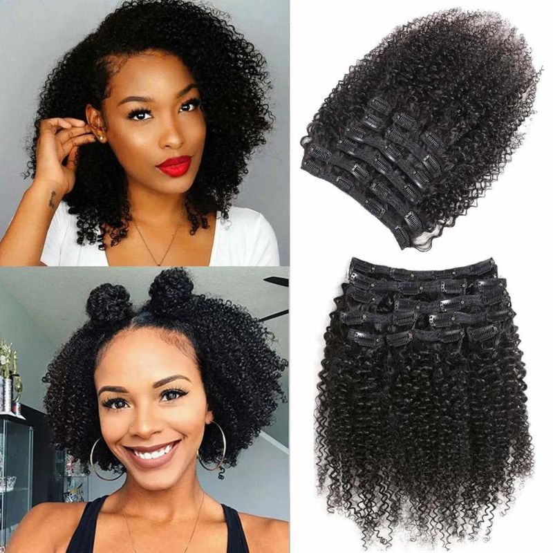 Kinky Curly Mink Brazilian Human Hair Clips-in Extensions