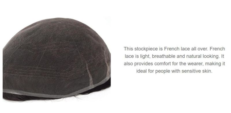 Full French Lace Stock Men′s Toupee Human Hair