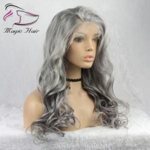 Grey Color Lace Front Human Hair Wigs Virgin Brazilian Remy Hair Wavy Lace Frontal Wig Glueless with Pre Plucked