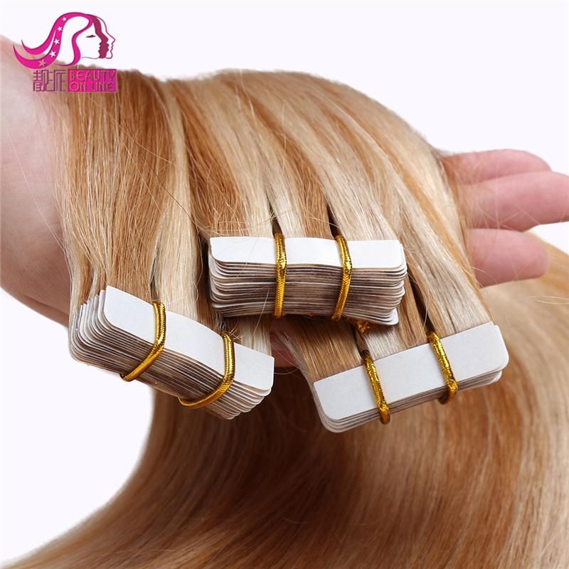 Tape in Human Hair Extension, Natural Double Drawn Tape Hair Extension 16"-24" 20PCS/Lot Brazilian PU Hair, Remy Skin Weft Hair