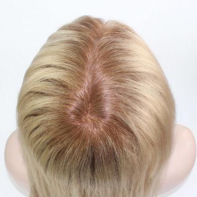 Custom Made Mono Base with Lace Front Ombre Color Natural Hairpiece