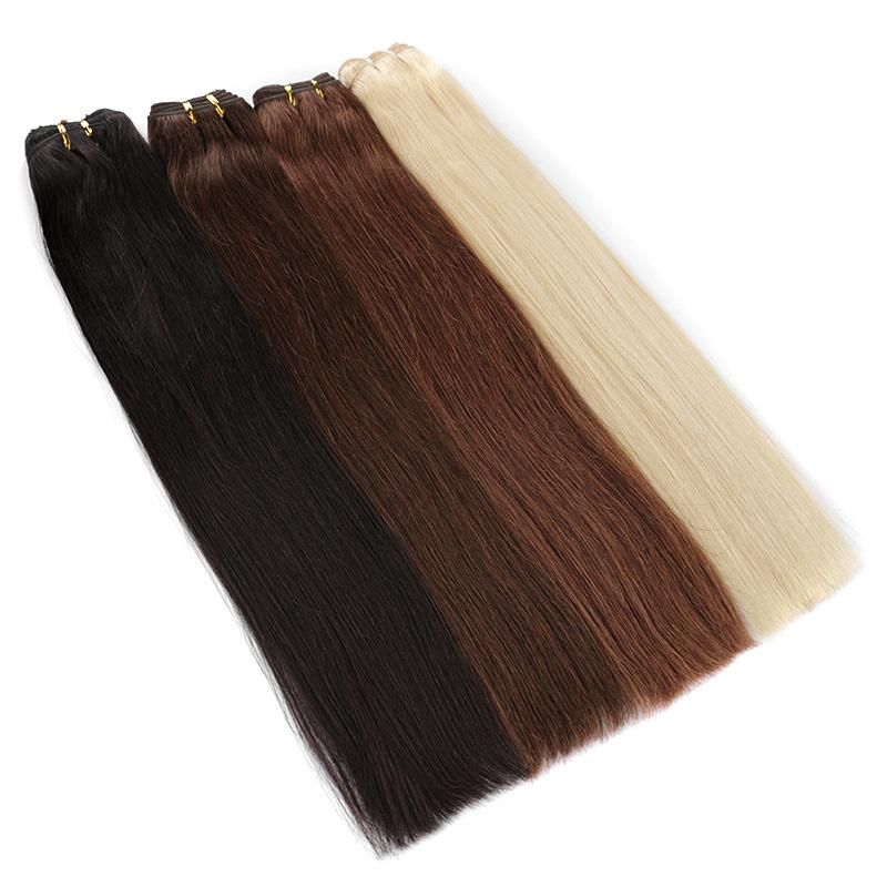 2019 New Design Blonde Human Hair Extensions Double Drawn Remy Russian Hair Weft