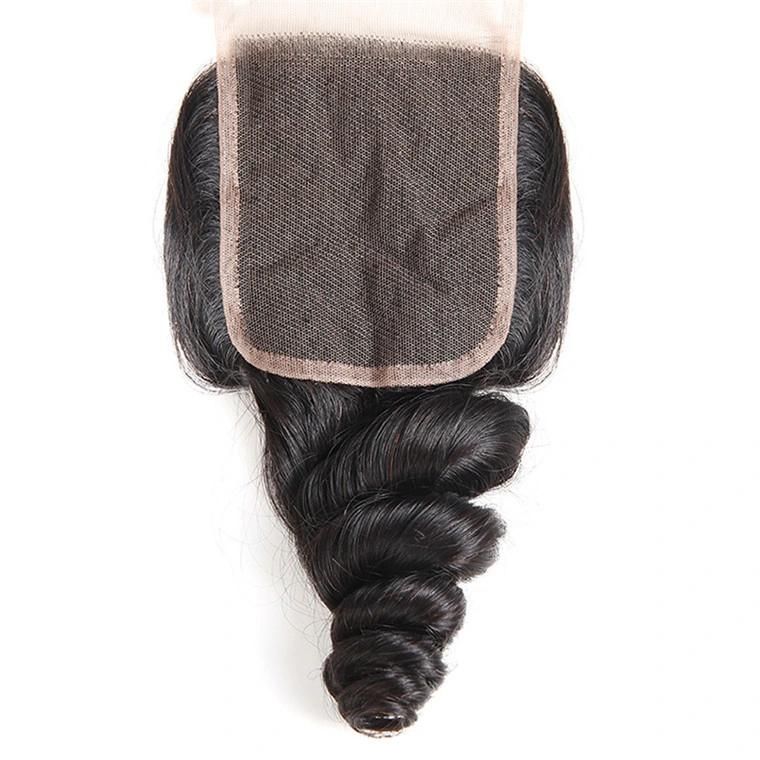 Kbeth Silky Loose Wave Bundles with 4*4 Lace Closure 10A Grade Double Drawn Indian Remy Super Human Hair Extensions From China Factory