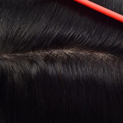 V-Looped Hair with Injected Hair Crown Thin Skin Natural Toupee