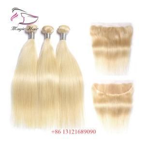 613 Blonde Color Brazilian Virgin Hair Human Hair Weft with Lace Frontal