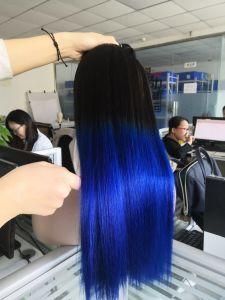 Natural Black Blue Color 100% Human Remy Hair for Double Drawn Hair Bundles