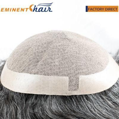 Custom Human Hair Two Layers Lace with PU Coating Toupee for Men