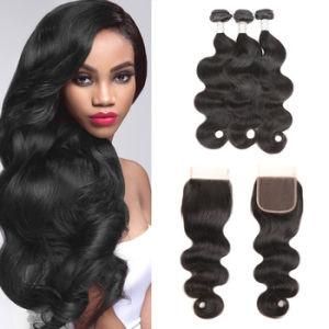 Brazilian Virgin Human Hair Extensions 3 Remy Human Hair Bundles with Closure