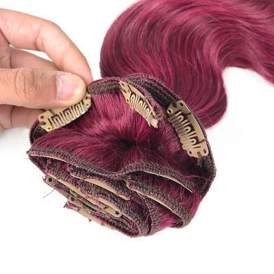 Remy 100% Unprocessed Virgin Brazilian Human Hair Body Wavy Clip in Hair Extensions #35