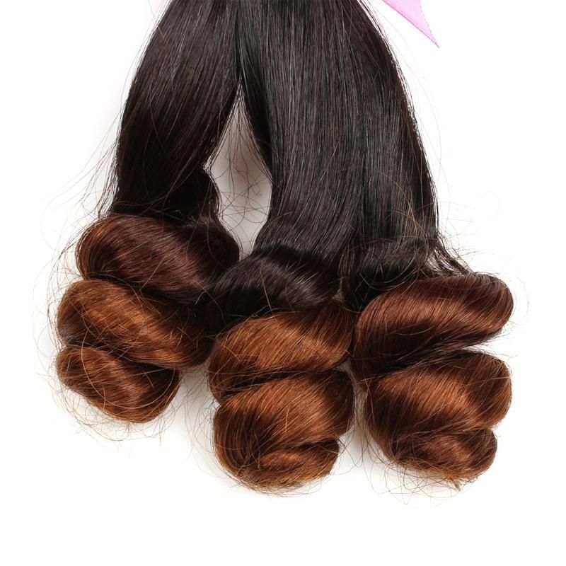 Double Drawn Remy Hair Ombre T4 Straight Curly Human Hair Extensions