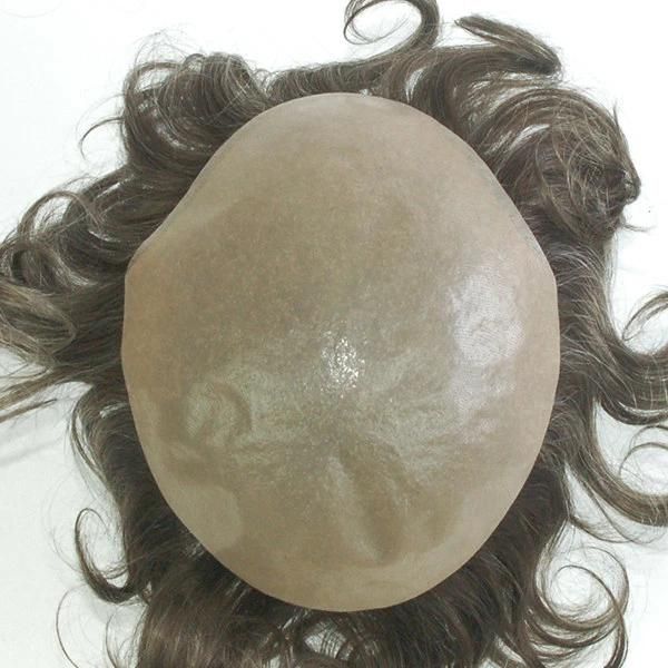 PU Coating with Double Split Knots All Over Men′s Hairpiece
