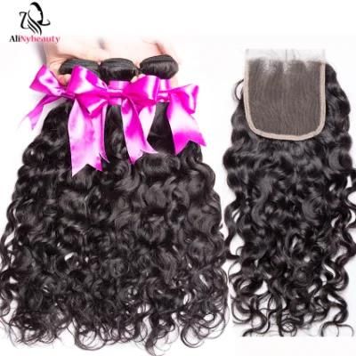 Factory Price Virgin Indian Water Wave Hair Bundle with Lace Closure