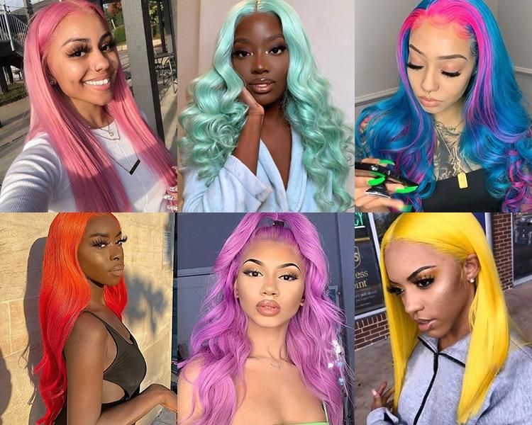 Kbeth Human Hair Extension with Multi Color for Black Beautiful Women 2021 Summer Fashion Green Red Blue Ombre Colors Human Hair Extensions Wholesale