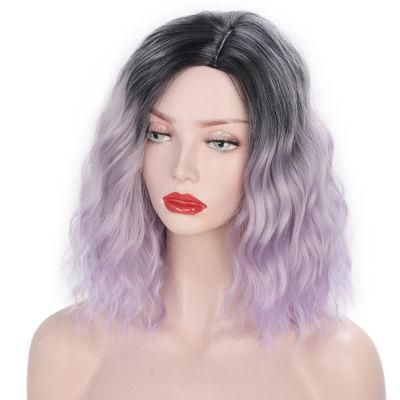 Short Bob Wig Water Wave Synthetic Hair Wig for Women Heat Resistant Fiber Wig Human Hair Wholesale