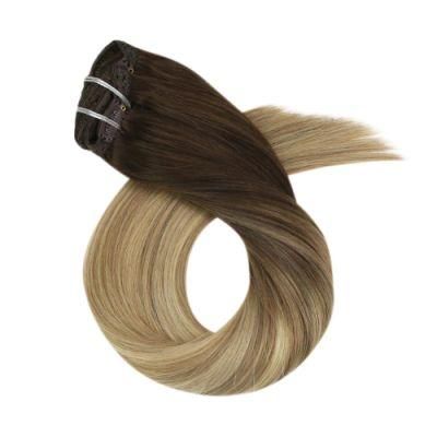 Clip in Hair Extensions 10-24 Inch Machine Remy Human Hair Brazilian Doule Weft Full Head Set Straight 7PCS 100g (10Inch Color 6-14-26)