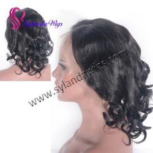 #1b 12 Inch Loose Wave Brazilian Human Hair Lace Frontal Wigs with Free Shipping