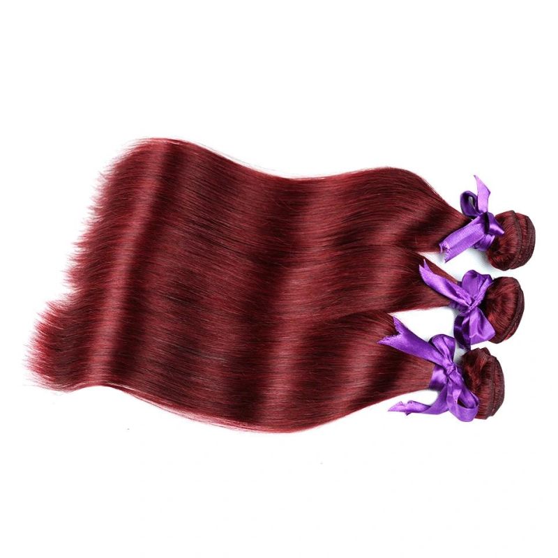 Red 99j Burgundy Brazilian Hair 3PCS Bundles with Closure Human Hair Weave Remy No Shedding No Tangle