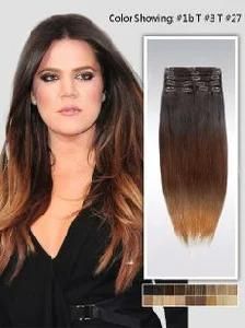 Factory Direct Sales Brazilian Ombre Hair Extension Clip in Hair