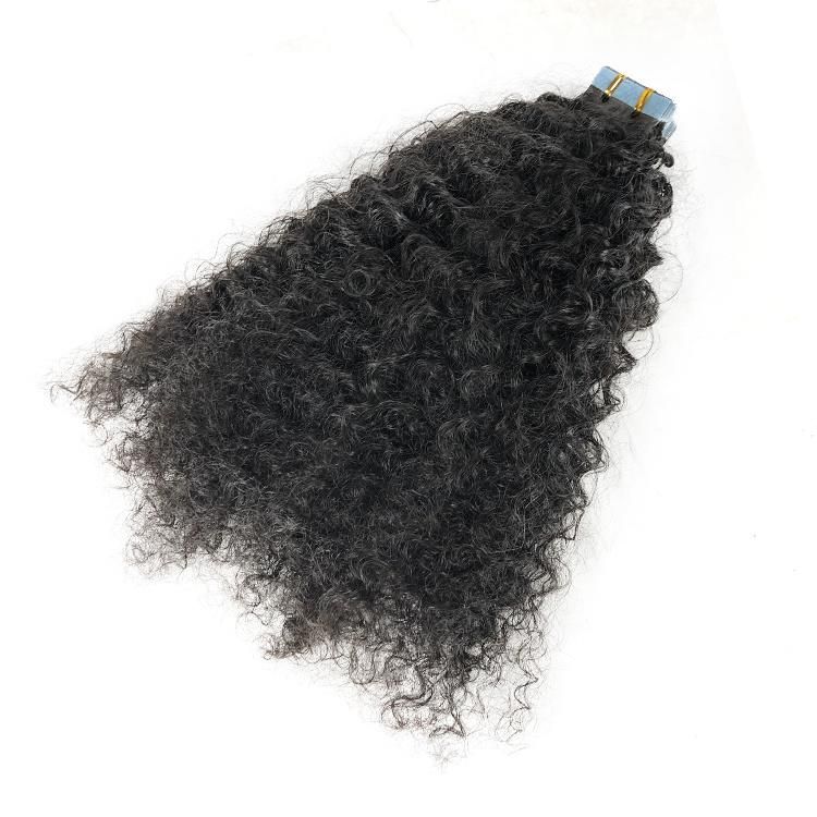 Wholesale Double Drawn Kinky Curly Remy Virgin Brazilian Tape in Human Hair Extensions