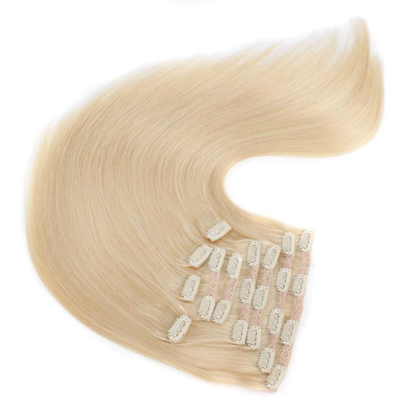 Top Premium Quality Human Hair Double Drawn Full Head Deluxe Size Clips on Hair Extension
