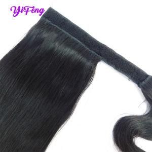 Jet Black Silky Straight 100% Human Hair Wrap up Ponytail