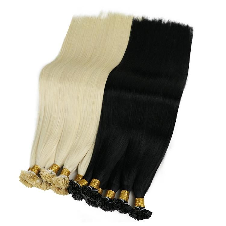 Wholesale Prebonded Keratin Double Drawn Human Hair Raw Flat Tip Hair Extensions