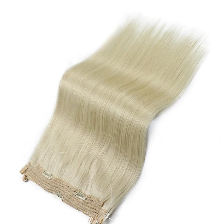 Double Drawn 12A Cuticle Aligned Halo Hair Extensions with Clip #613