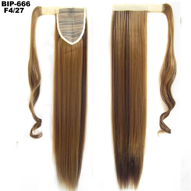 Silky Straight Synthetic Magic Paste Clip in Ponytail Hair Extension