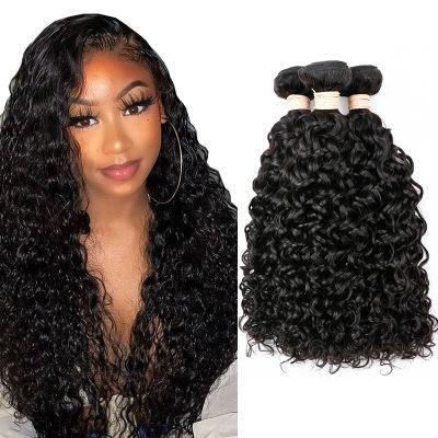Kbeth Brazilian Water Wave Bundles Long Black 100%Human Hair Bundle Water Wave Bundles with Frontal Wholesale