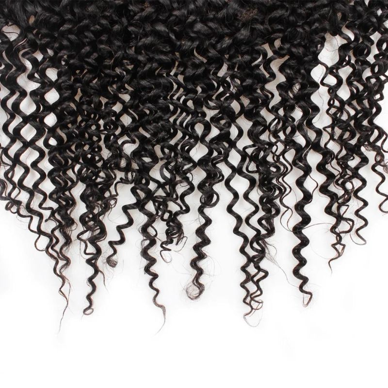 9A 13*4 Lace Front Closure Curly Wavy Virgin Remy Brazilian Hair Weaving #Black