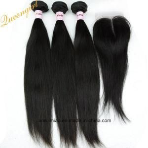 Cheap Remy Human Hair Extension with Swiss Lace Closure Virgin Peruvian Straight Hair