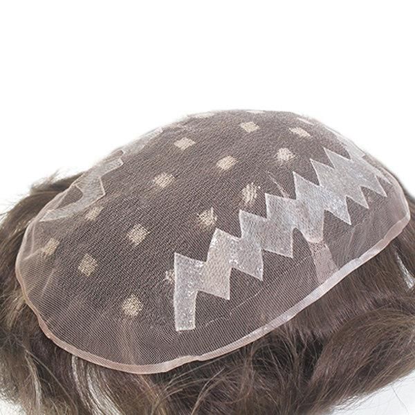 French Lace with Poly Costing Fashion Highlight Color Men′s Hairpiece